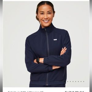 Figs Navy Blue Sydney Performance Zip Front Vented Scrub Jacket Large